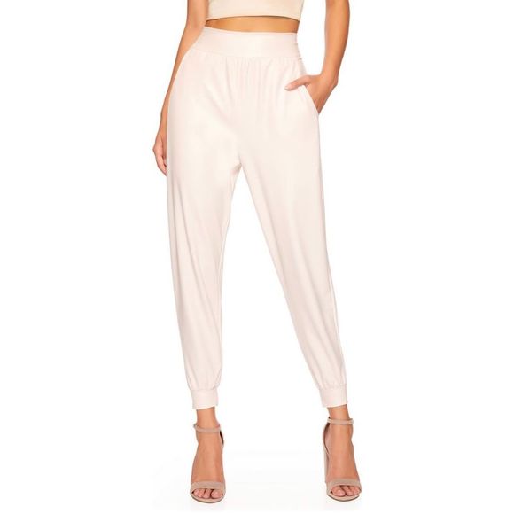 Susana Monaco Faux Leather Joggers Blanched Almond